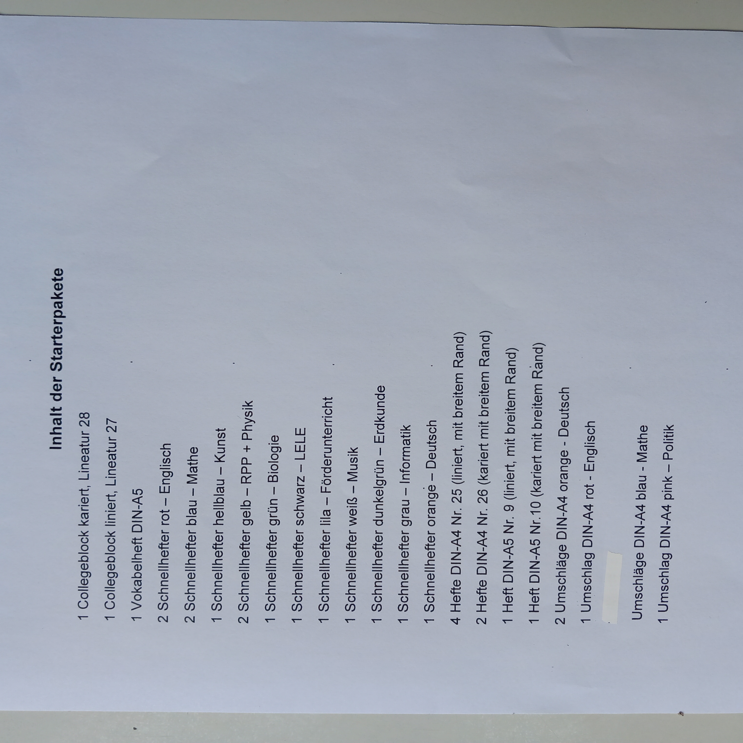Inhalt Starterpaket